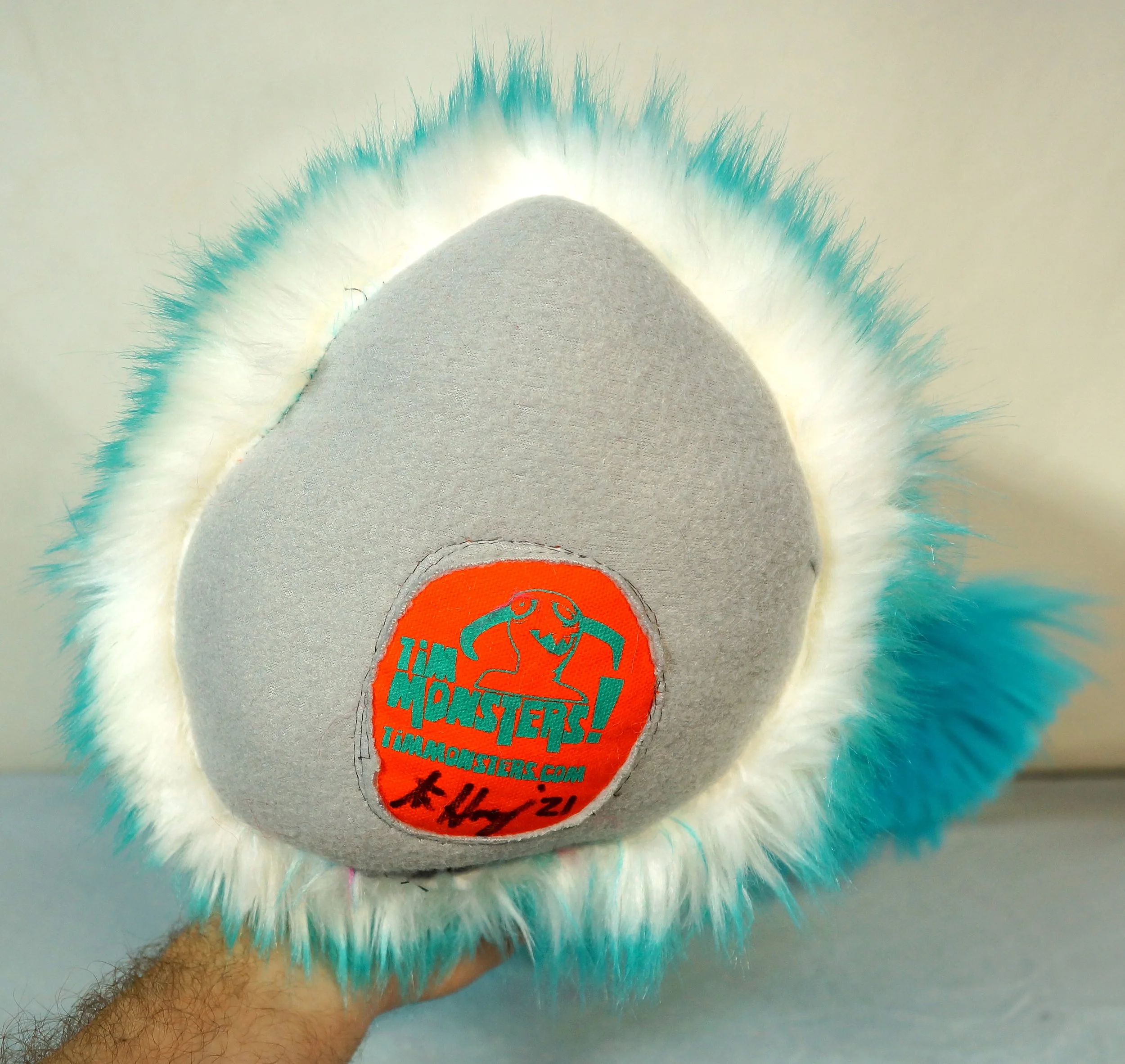 LARGE SNOW MONSTER WITH POCKET MOUTH, HORNS — TIM MONSTERS! -
